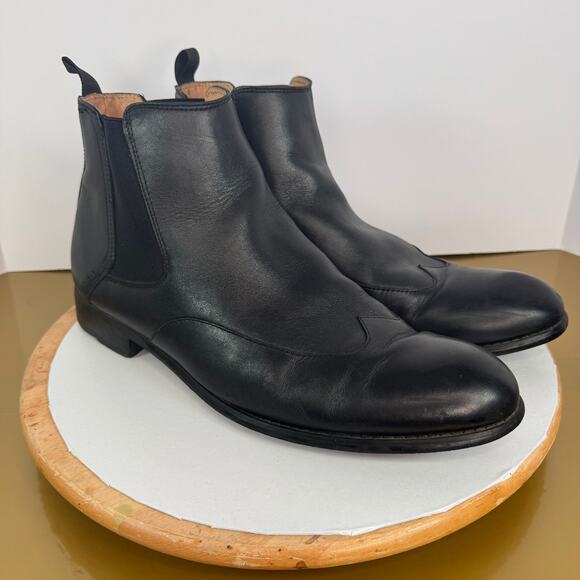 La Milano Italian Mens Black Leather Ankle Boots Size 13 Moto Indie Rocker - Picture 1 of 8
